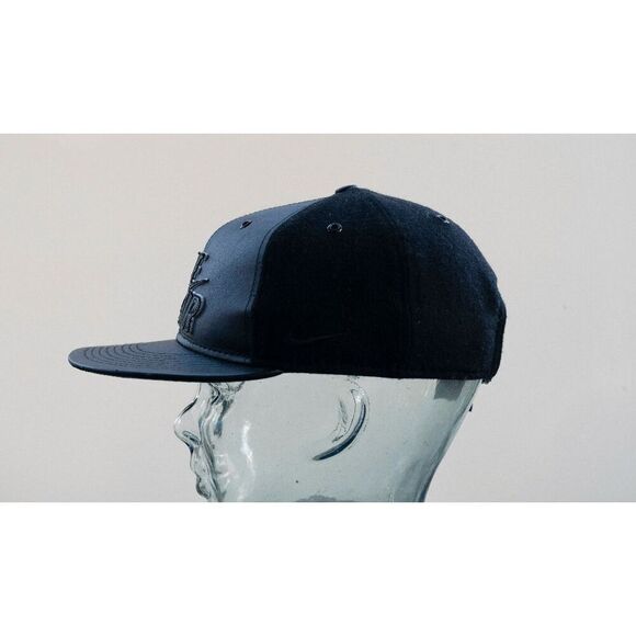 Nike True Air Snapback Strapback‎ Hat Cap in Leather Wool Black - Picture 7 of 11